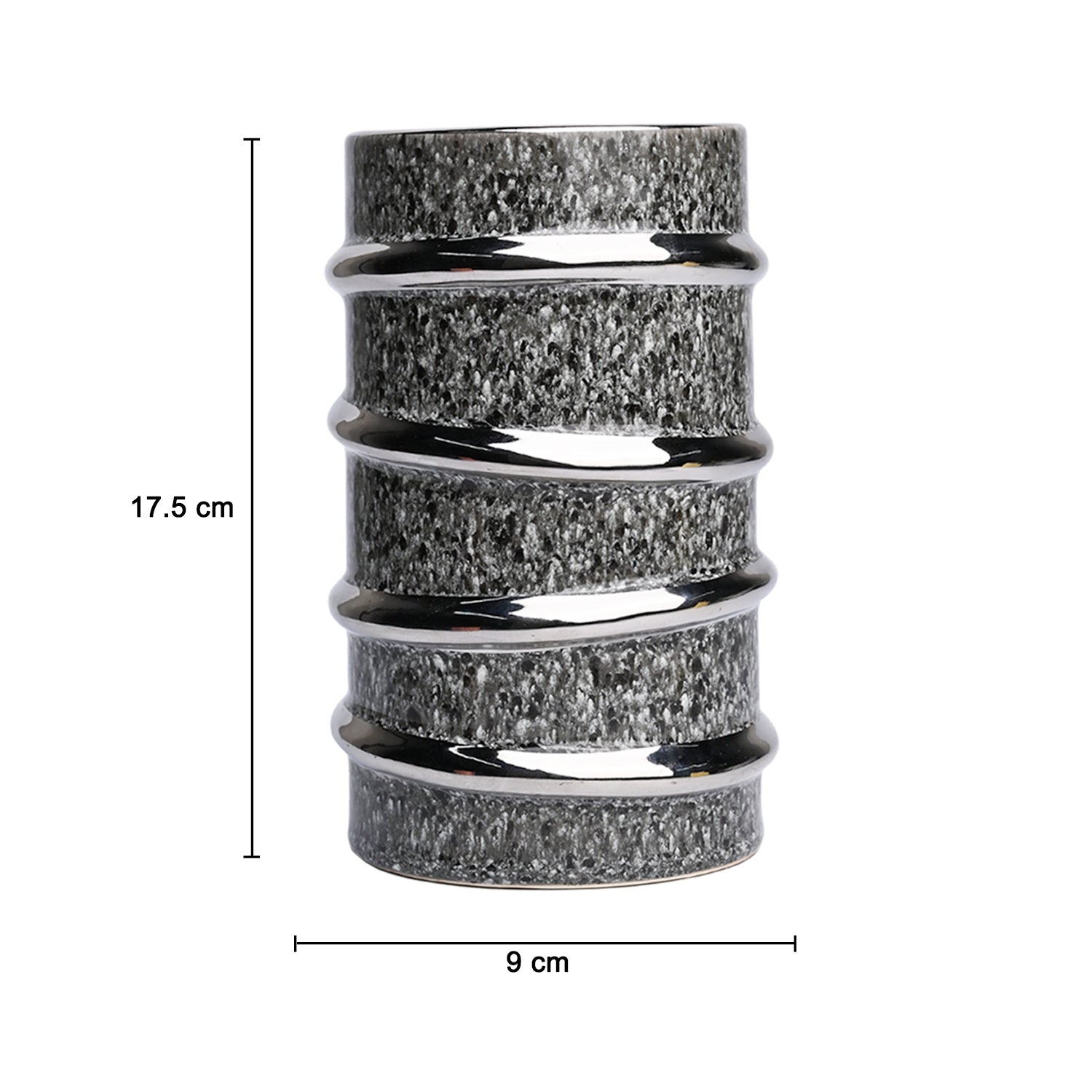 Silver Edge + Ribbed Vase