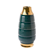 Golden & Teal Spiral Ceramic Vase