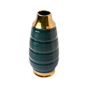 Golden & Teal Spiral Ceramic Vase