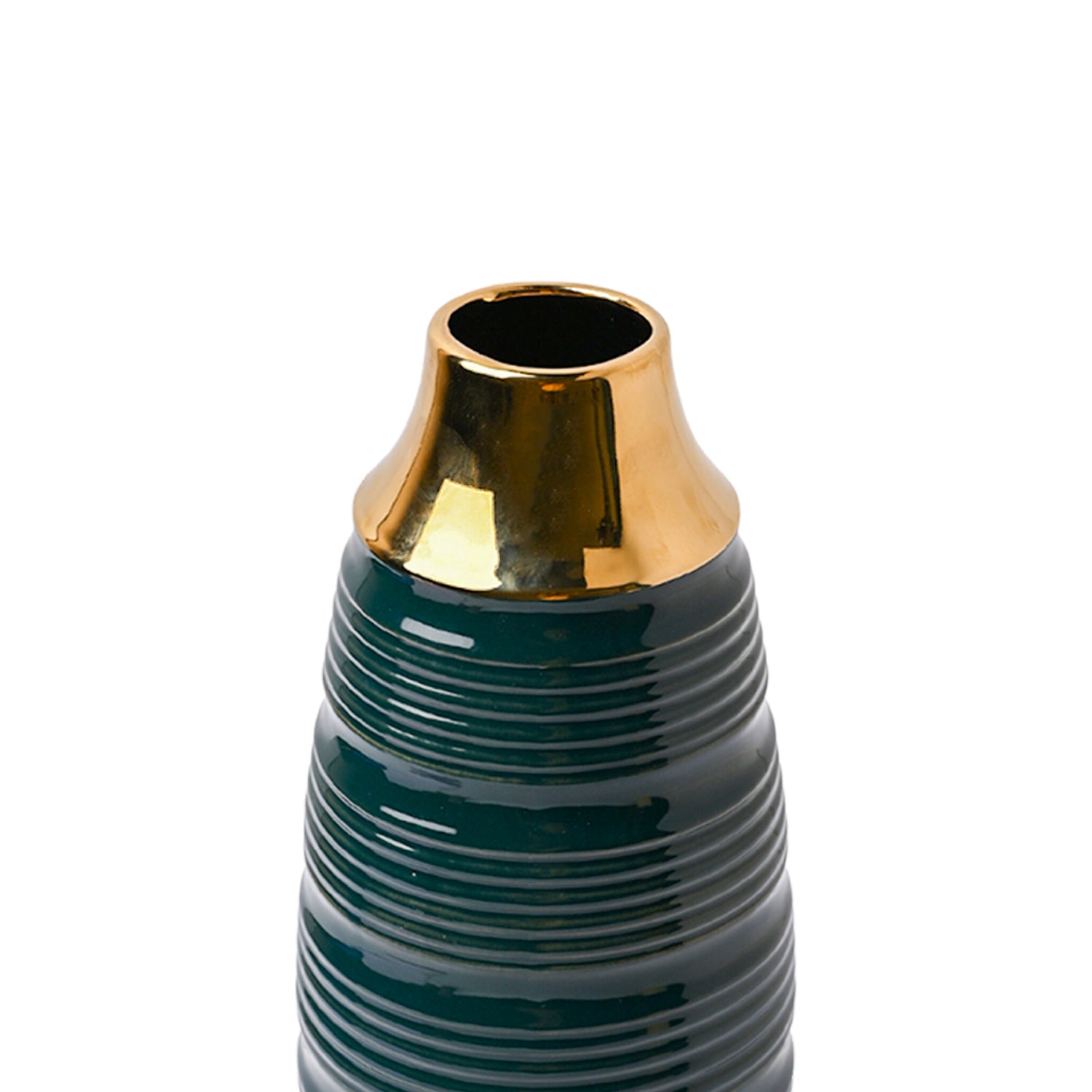 Golden & Teal Spiral Ceramic Vase