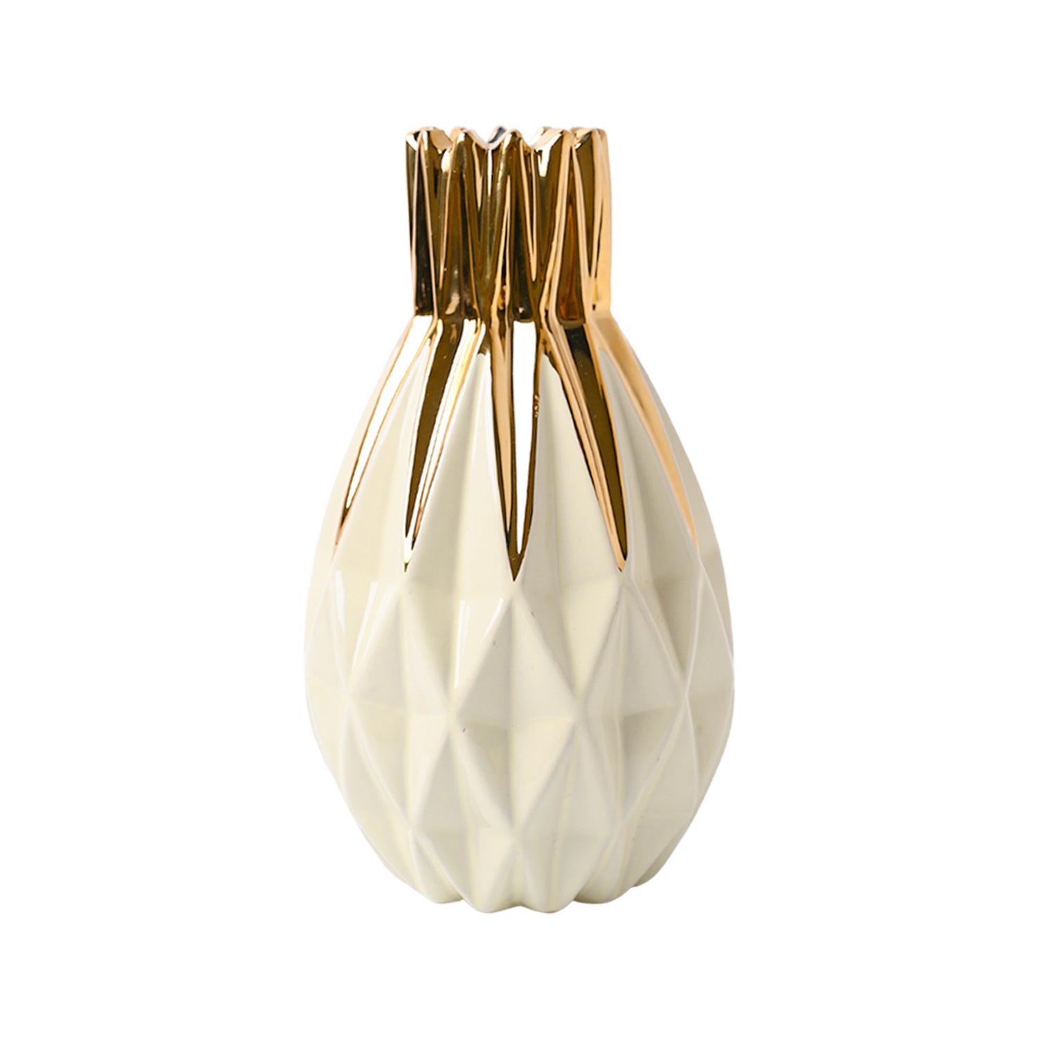 Ivory & Golden Geometric Vase
