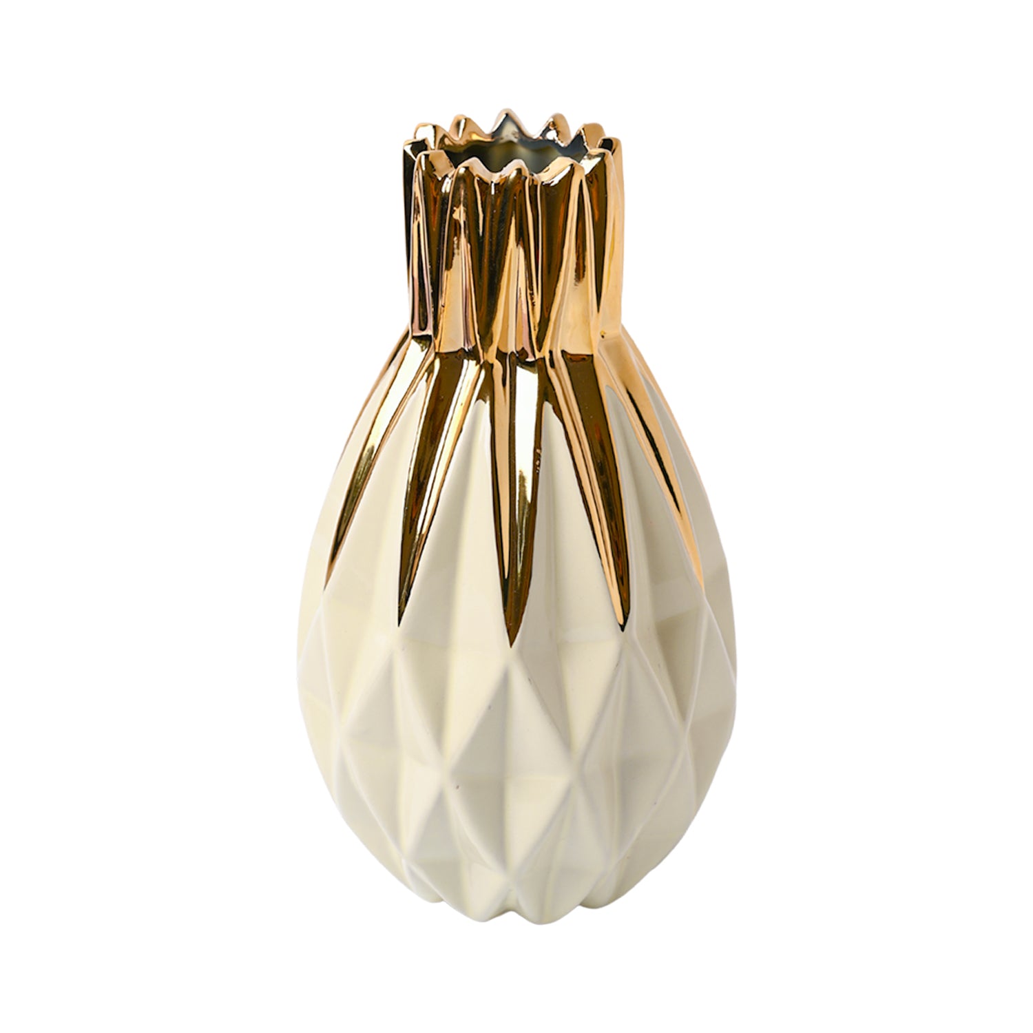 Ivory & Golden Geometric Vase