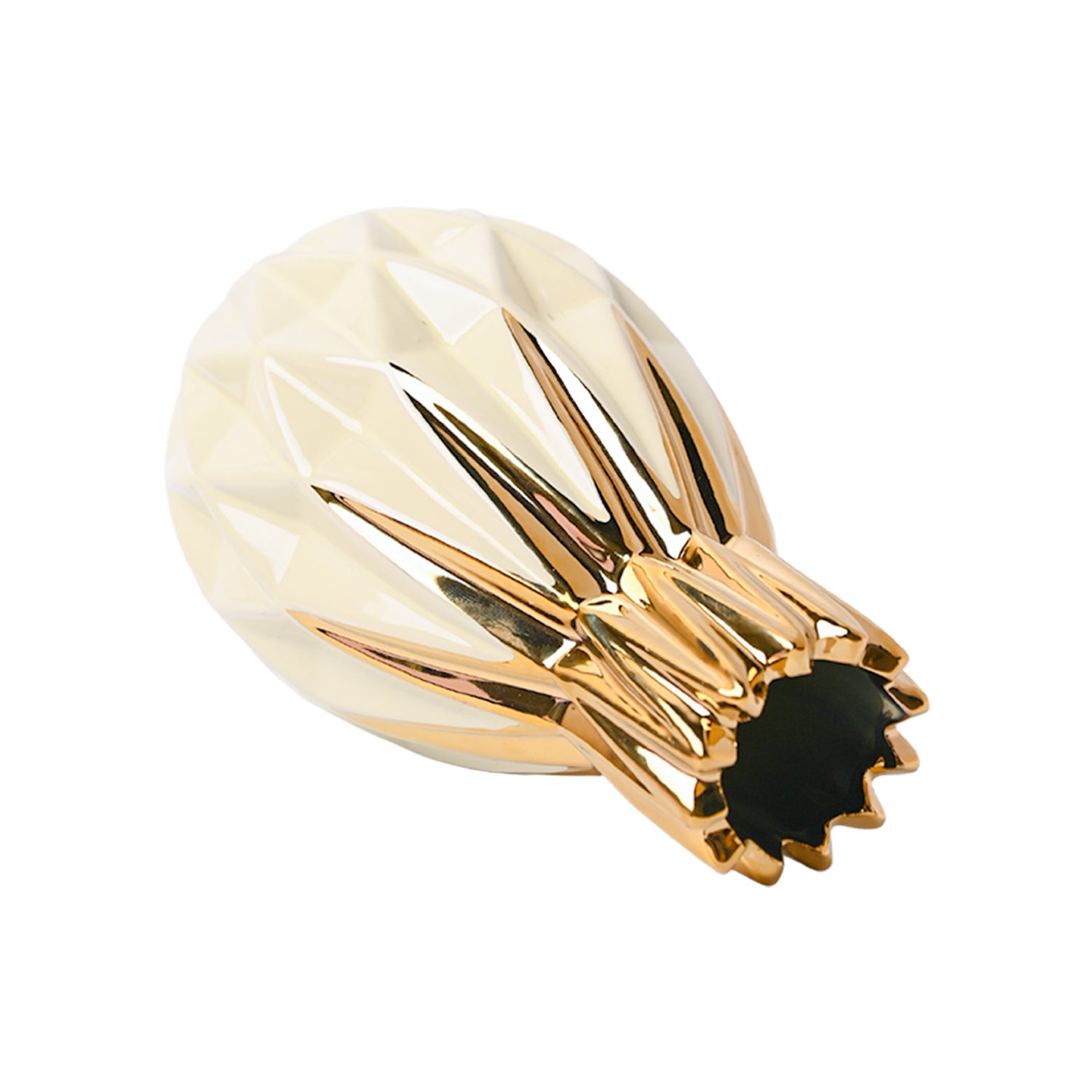 Ivory & Golden Geometric Vase