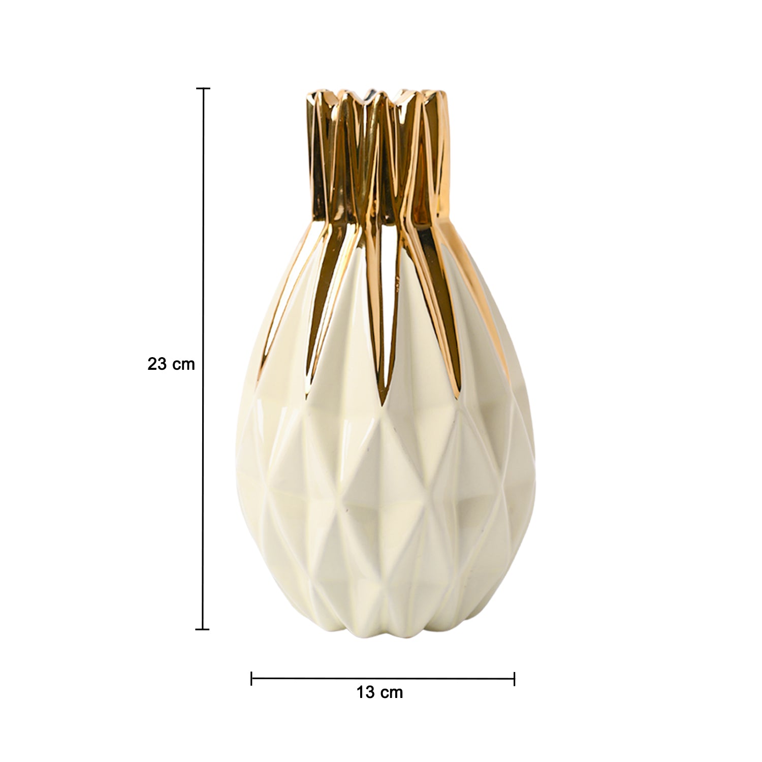 Ivory & Golden Geometric Vase