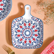 Mandala Ceramic Platter With Handle