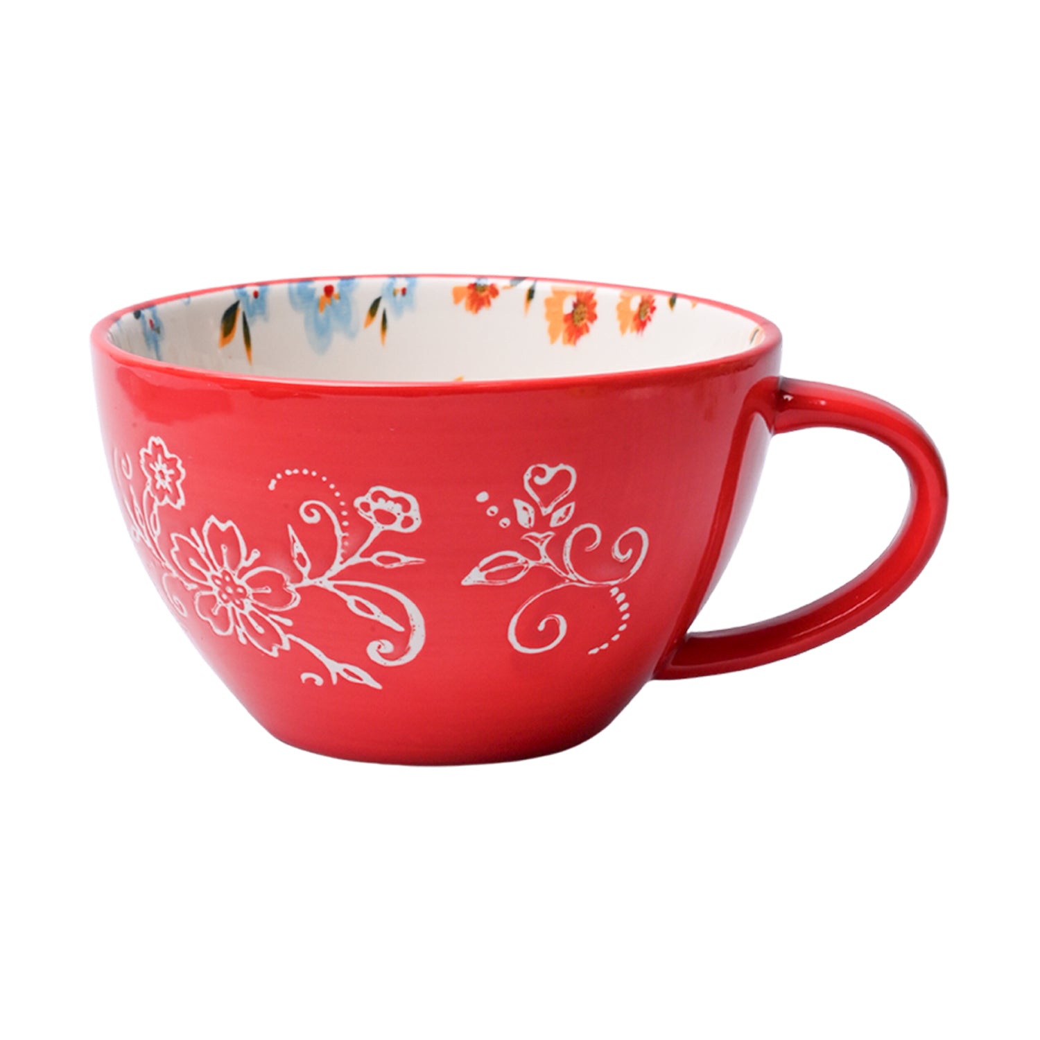 Red Floral 480ml Cup