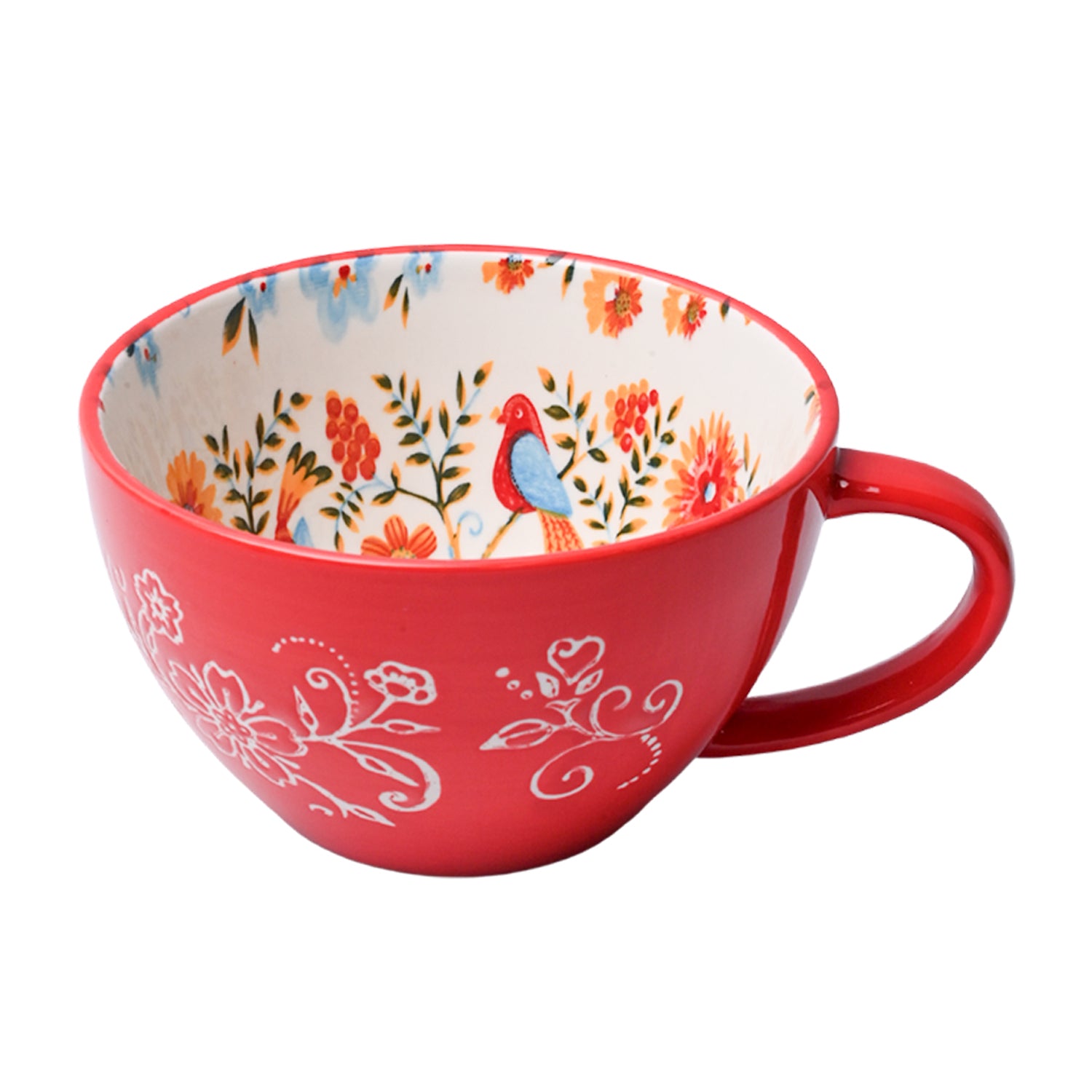 Red Floral 480ml Cup