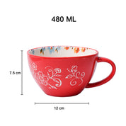 Red Floral 480ml Cup