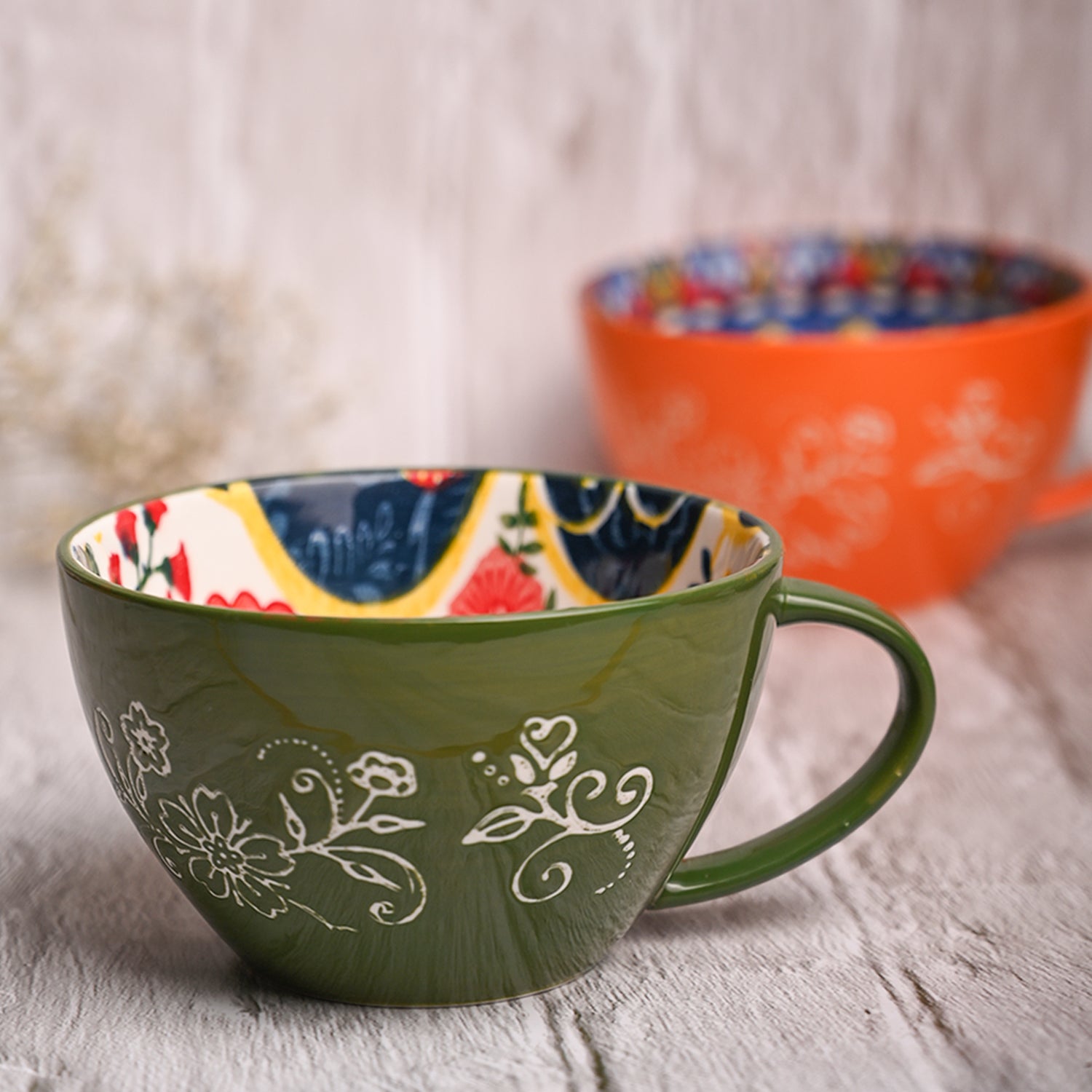 Green Floral 480ml Cup