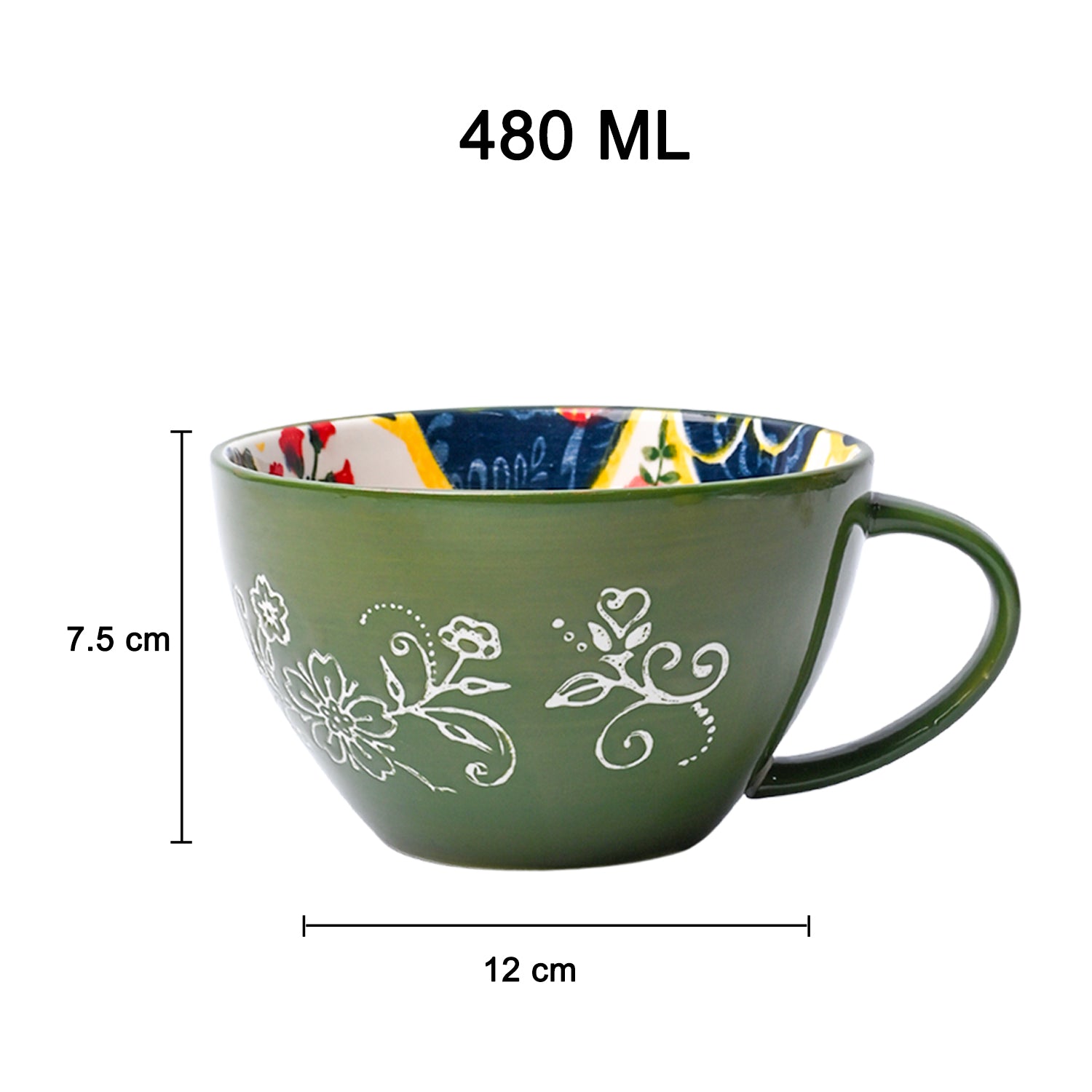 Green Floral 480ml Cup