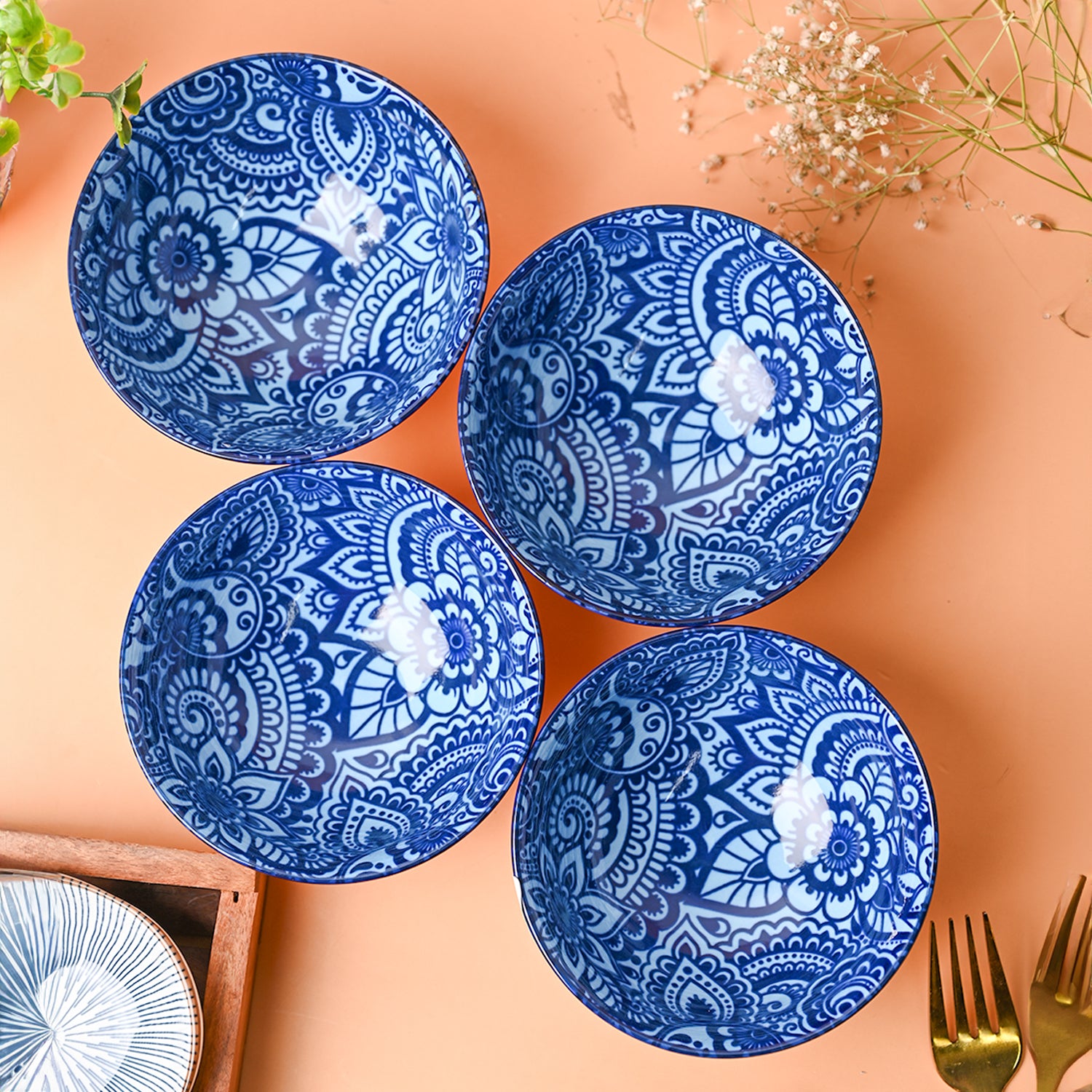 Floral Bowl Set Of 4 (280Ml)