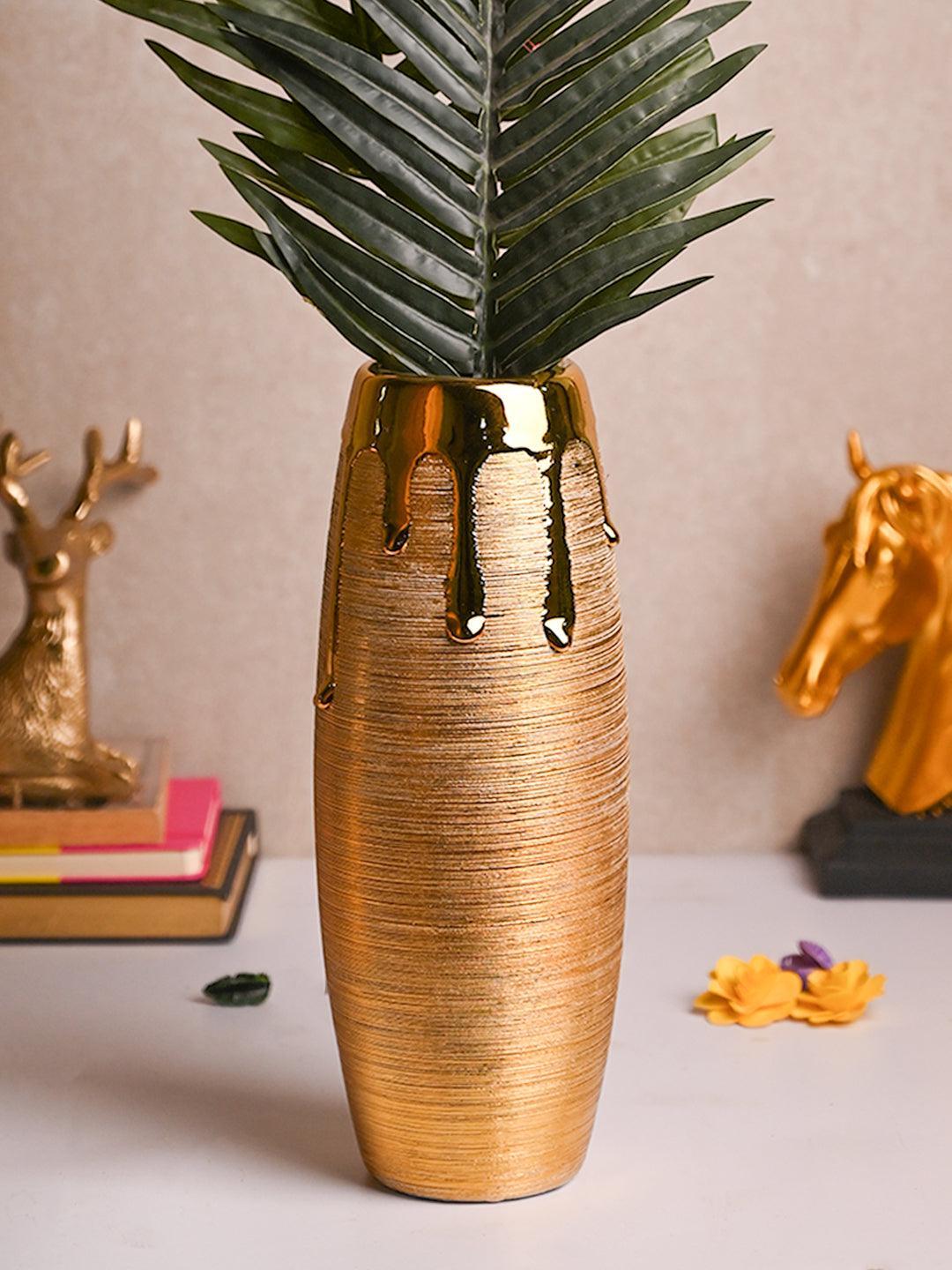 Stylish Golden Ceramic Vase - MARKET99