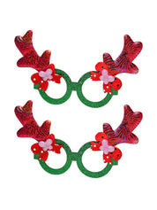 Party Spectacles With Reindeer Horns (Red, Set Of 2) - MARKET99