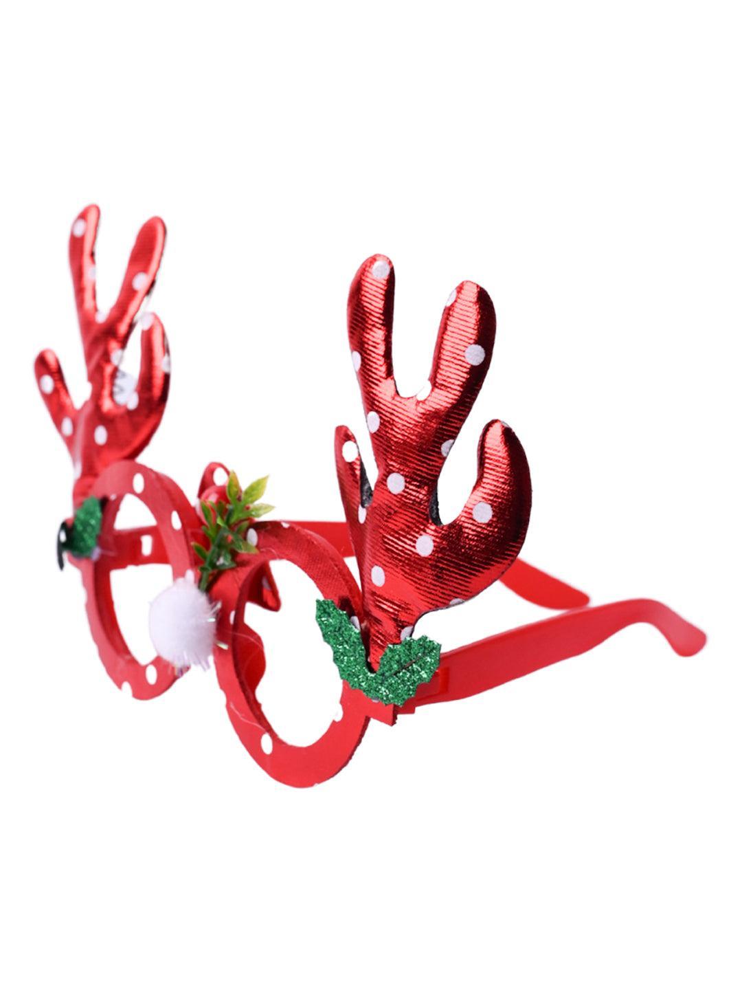 Christmas Raindeer Horns Party Spectacles (Red, Set Of 2) - MARKET99