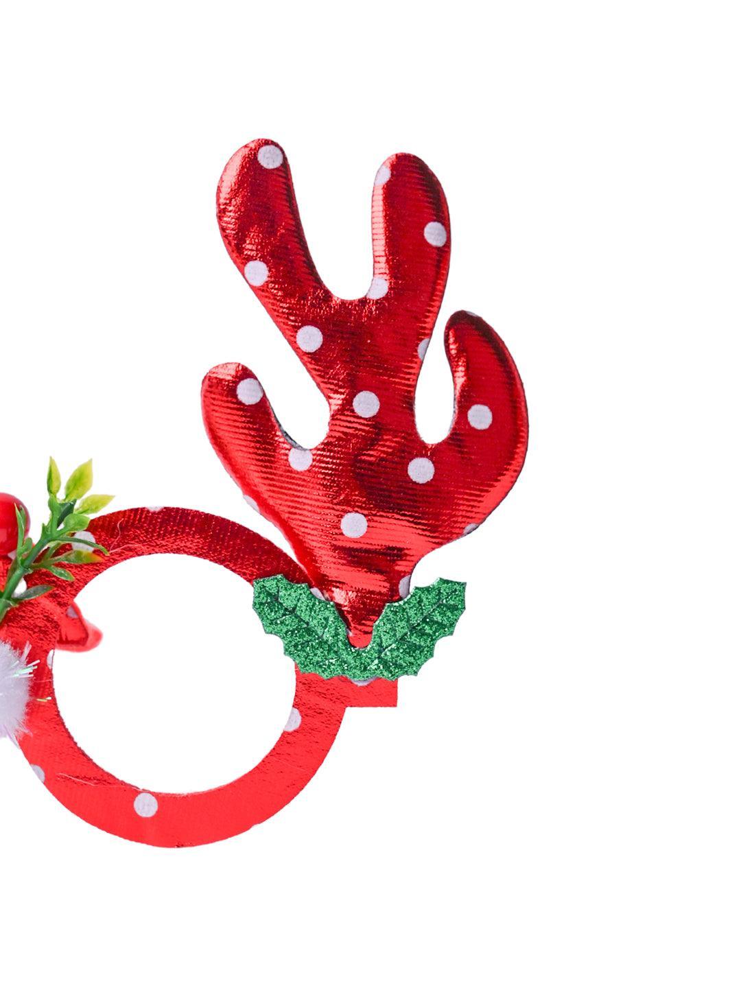 Christmas Raindeer Horns Party Spectacles (Red, Set Of 2) - MARKET99