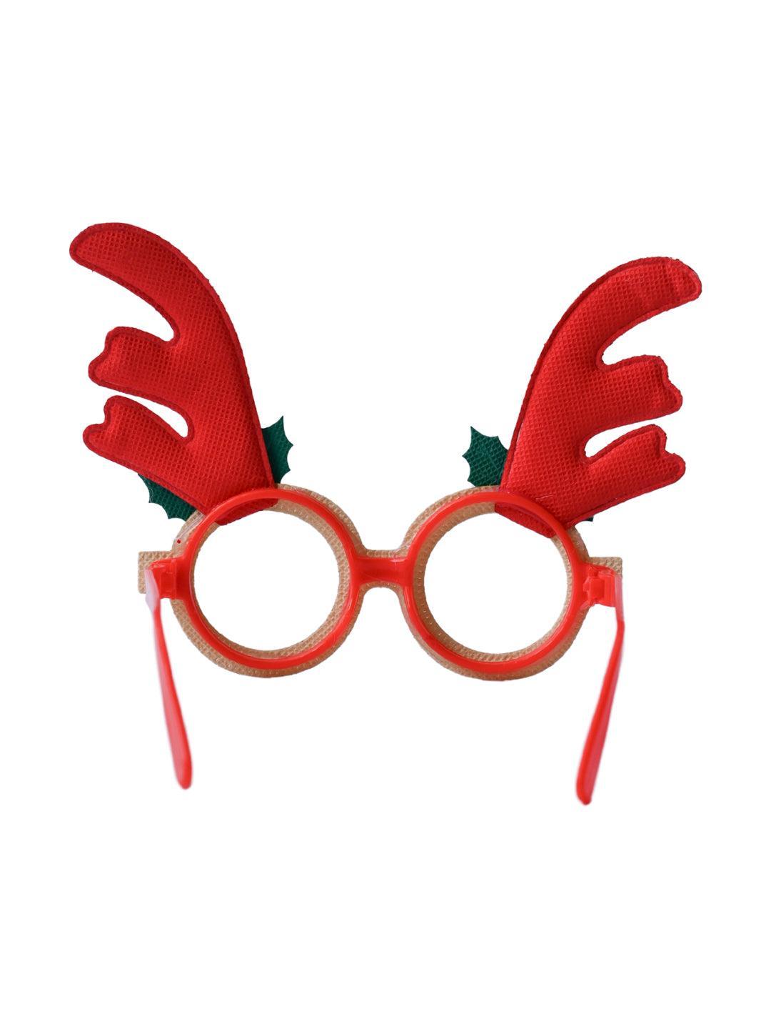 Christmas Raindeer Horns Party Spectacles (Red & Gold, Set Of 2) - MARKET99