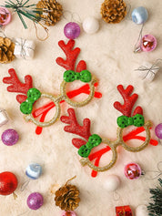 Christmas Raindeer Horns Party Spectacles (Red, Green & Gold, Set Of 2) - MARKET99