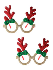 Christmas Raindeer Horns Party Spectacles (Red, Green & Gold, Set Of 2) - MARKET99