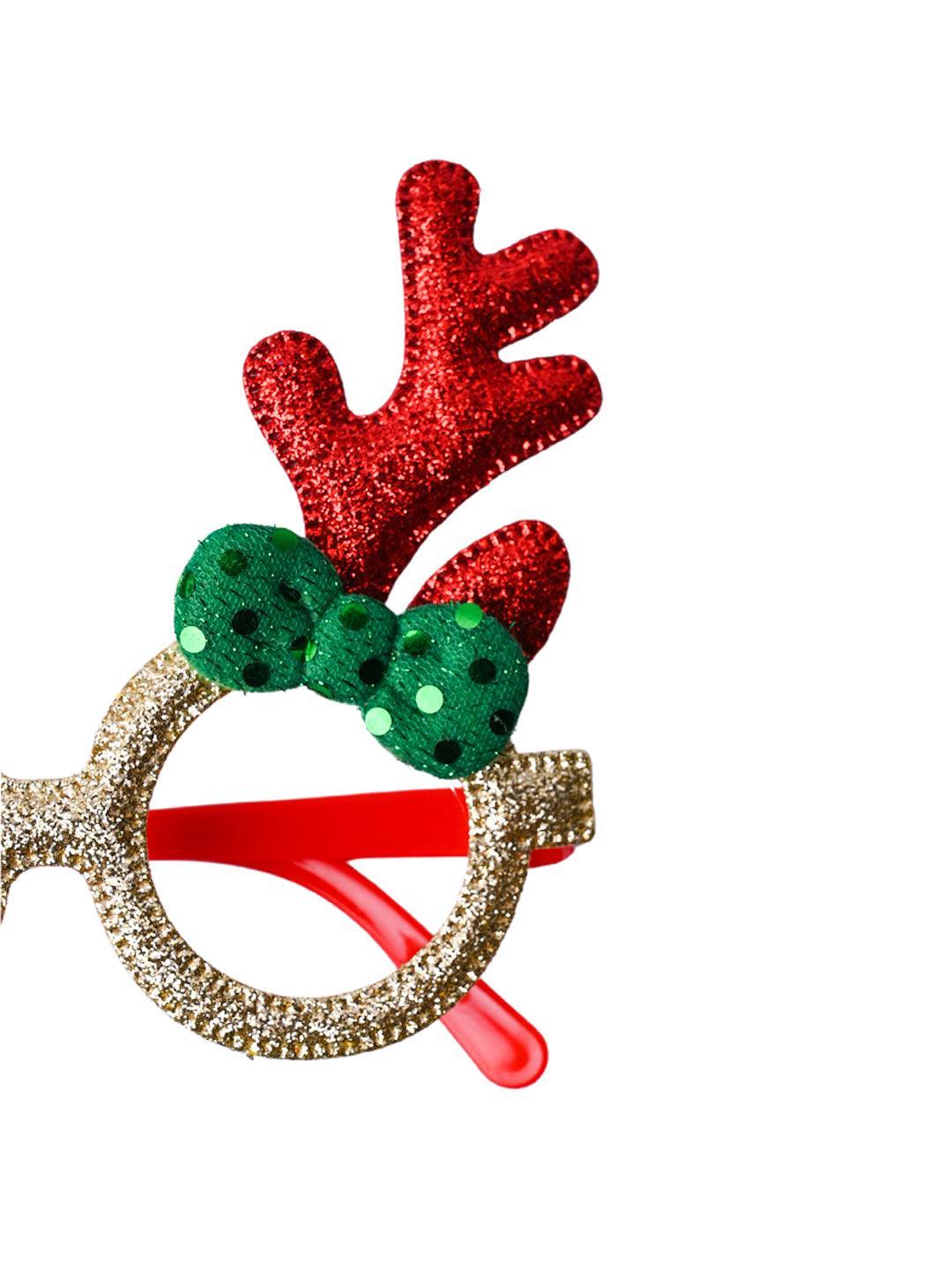 Christmas Raindeer Horns Party Spectacles (Red, Green & Gold, Set Of 2) - MARKET99