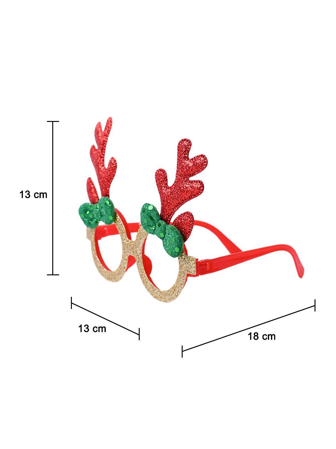 Christmas Raindeer Horns Party Spectacles (Red, Green & Gold, Set Of 2) - MARKET99