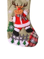 X-Mas Embroidery Stocking Hanging (White, Set Of 2) - MARKET99