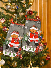 X-Mas Embroidery Stocking Hanging (Light Green, Set Of 2) - MARKET99
