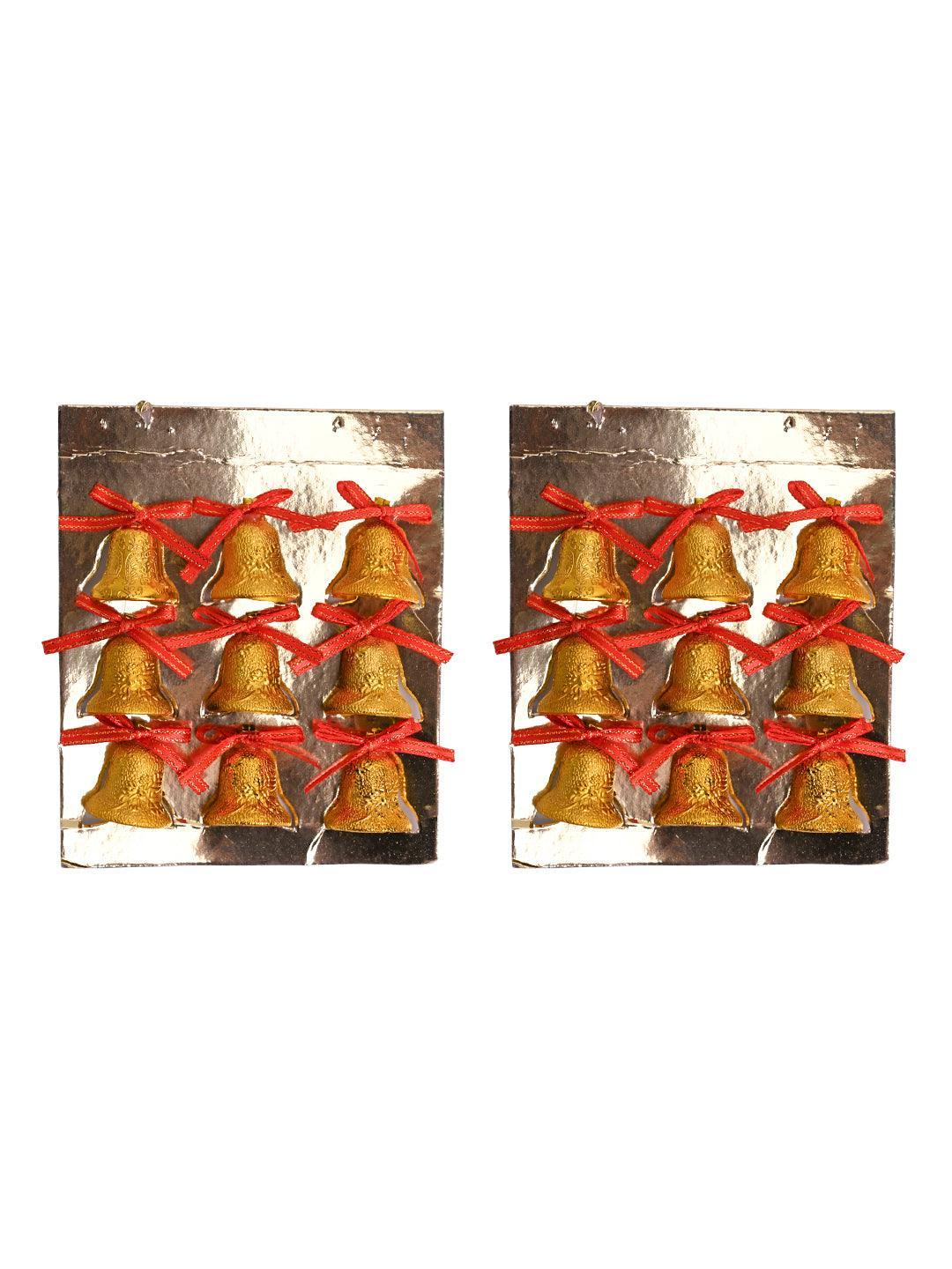 Christmas Bells Tree Decoration (Gold, Set Of 18, Assorted) - MARKET99