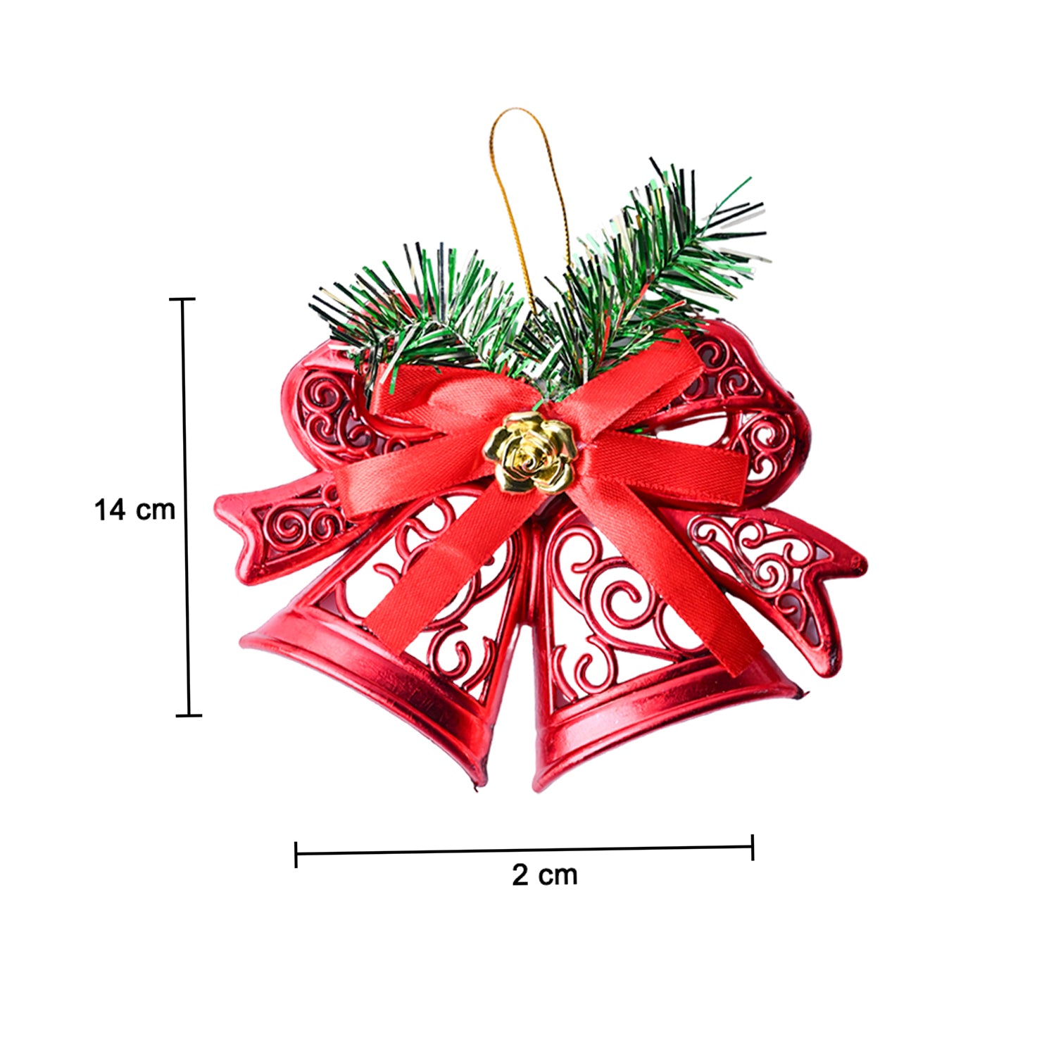 Christmas Tree Hanging Bell (Red, Set Of 2)