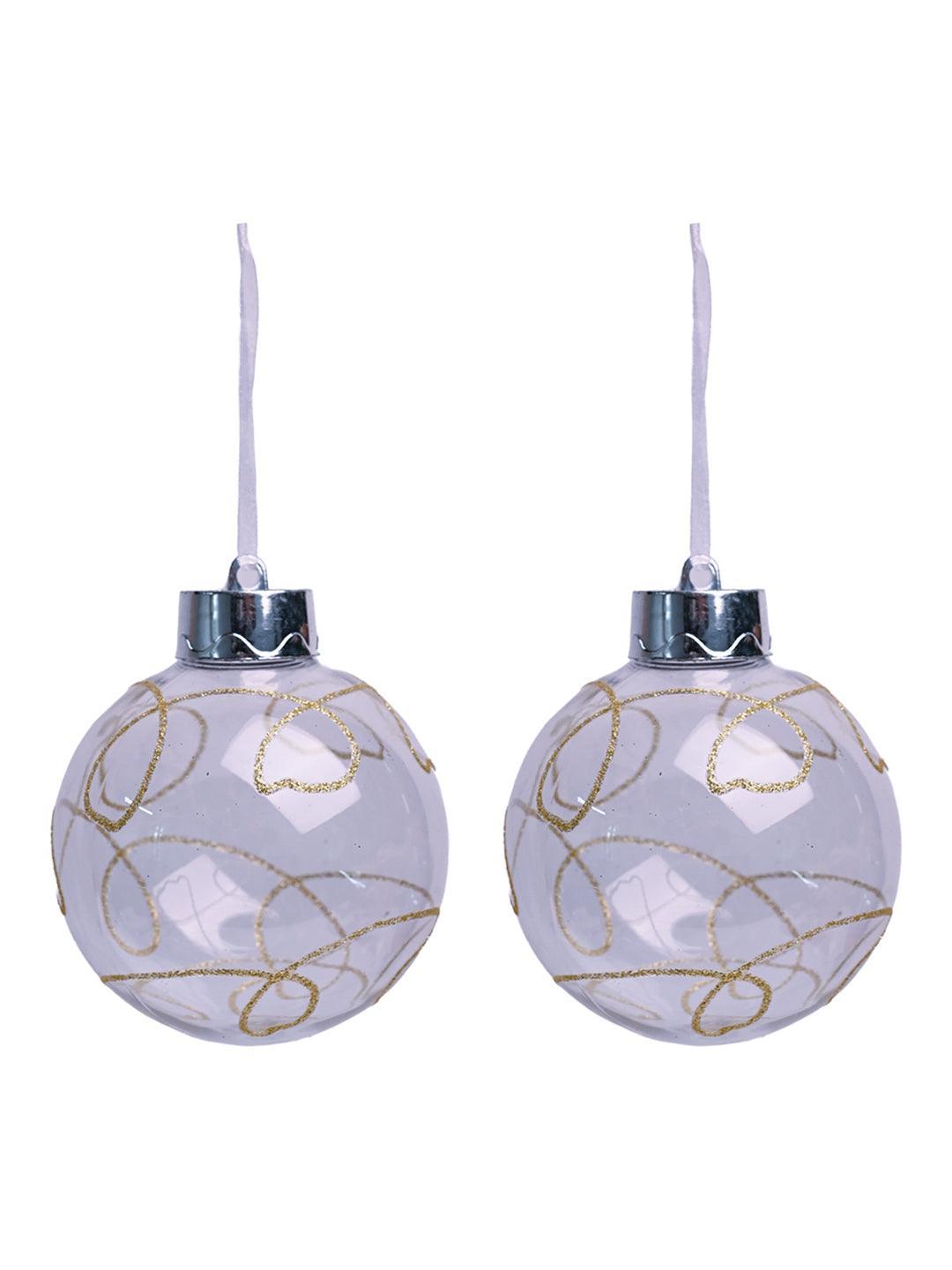 Christmas Hanging Balls Set Of 2 Pcs (Transparent, Assorted) - MARKET99