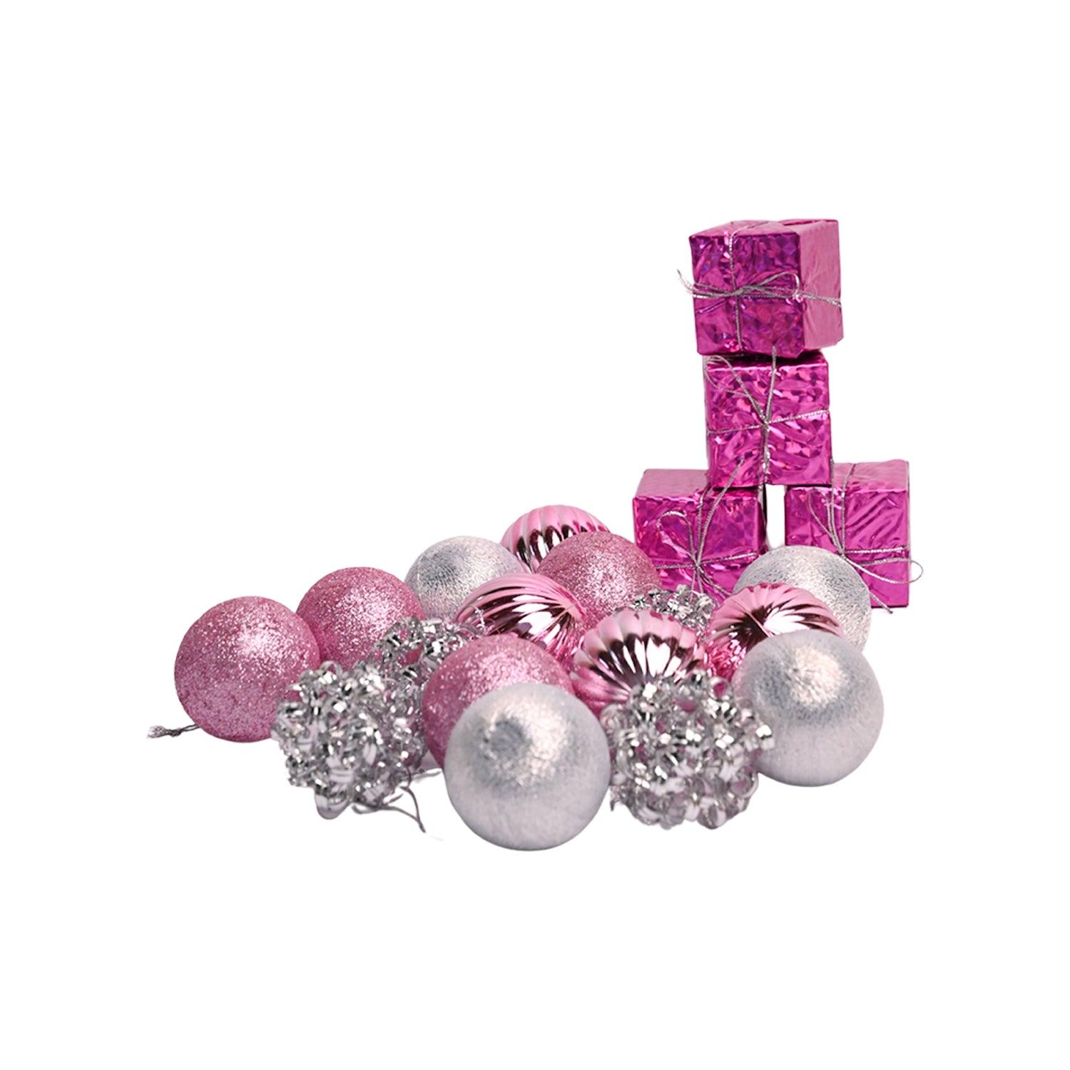 Christmas Tree Hanging Balls (Pink Silver, Set Of 20) - MARKET99