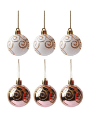 Christmas Tree Hanging Balls (White & Gold, Set Of 6) - MARKET99
