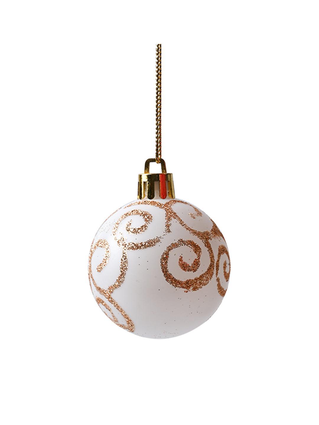 Christmas Tree Hanging Balls (White & Gold, Set Of 6) - MARKET99