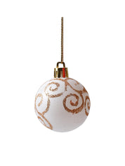 Christmas Tree Hanging Balls (White & Gold, Set Of 6) - MARKET99