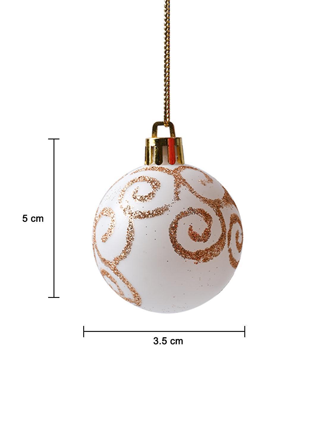 Christmas Tree Hanging Balls (White & Gold, Set Of 6) - MARKET99