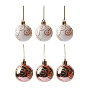Christmas Tree Hanging Balls (White & Gold, Set Of 6) - MARKET99