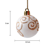 Christmas Tree Hanging Balls (White & Gold, Set Of 6) - MARKET99