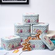 Mini Tin Storage Box Container  - Set Of 6, Blue