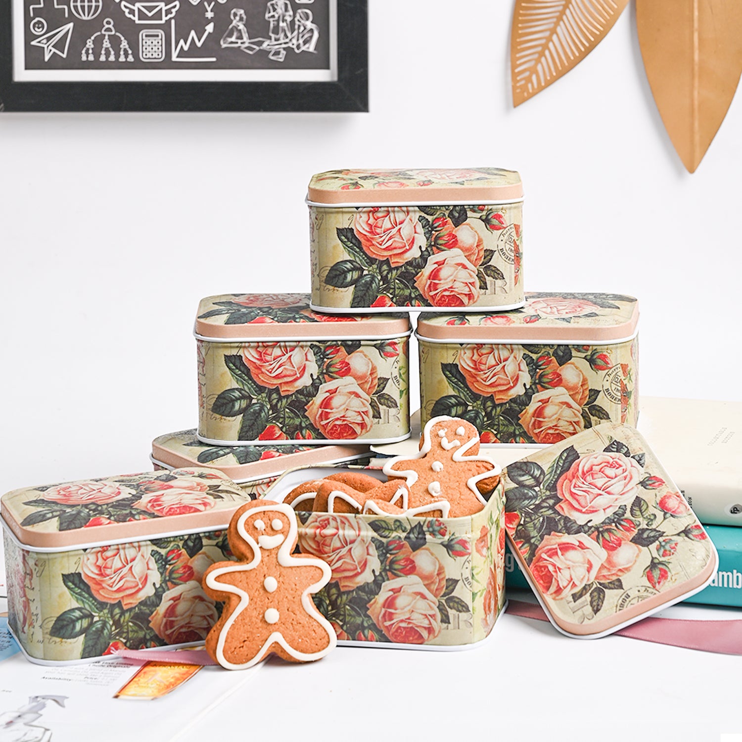 Mini Tin Storage Box Container  - Set Of 6, Multicolor