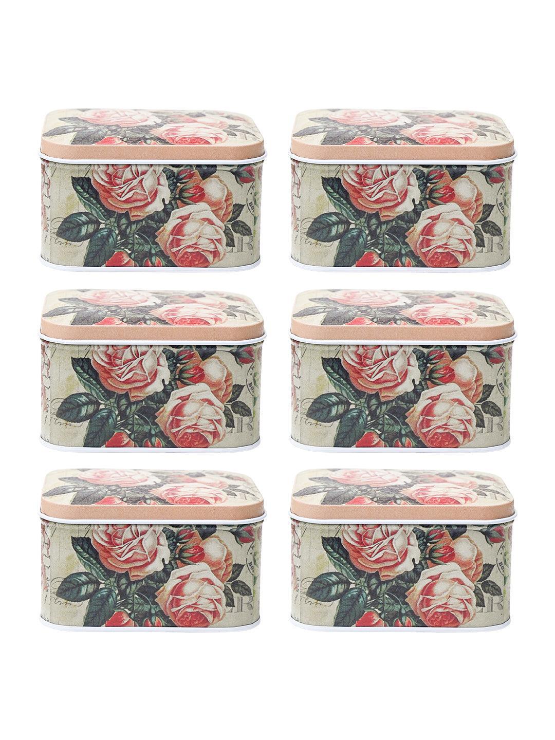 Mini Tin Storage Box Container - Set Of 6, Multicolor - MARKET99