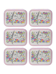 Eiffel Tower Print Tin Storage Box Container - Set Of 6 - MARKET99