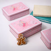 Floral Tin Storage Box Container  - Set Of 6, Pink