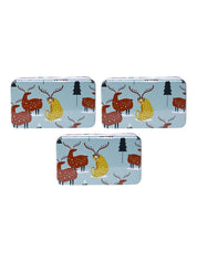 Colour Animal Print Tin Storage Box - Set Of 3, Multcolor - MARKET99