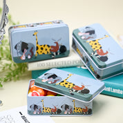 Mini Animal Print Tin Storage Box - Set Of 3, Blue