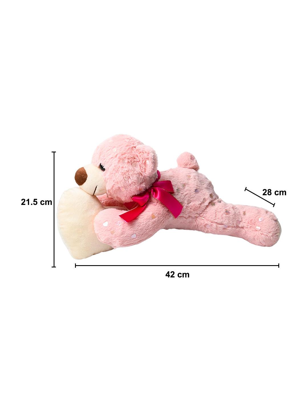 Valentine Pink Teddy Bear With Heart - 21.5CM - MARKET99