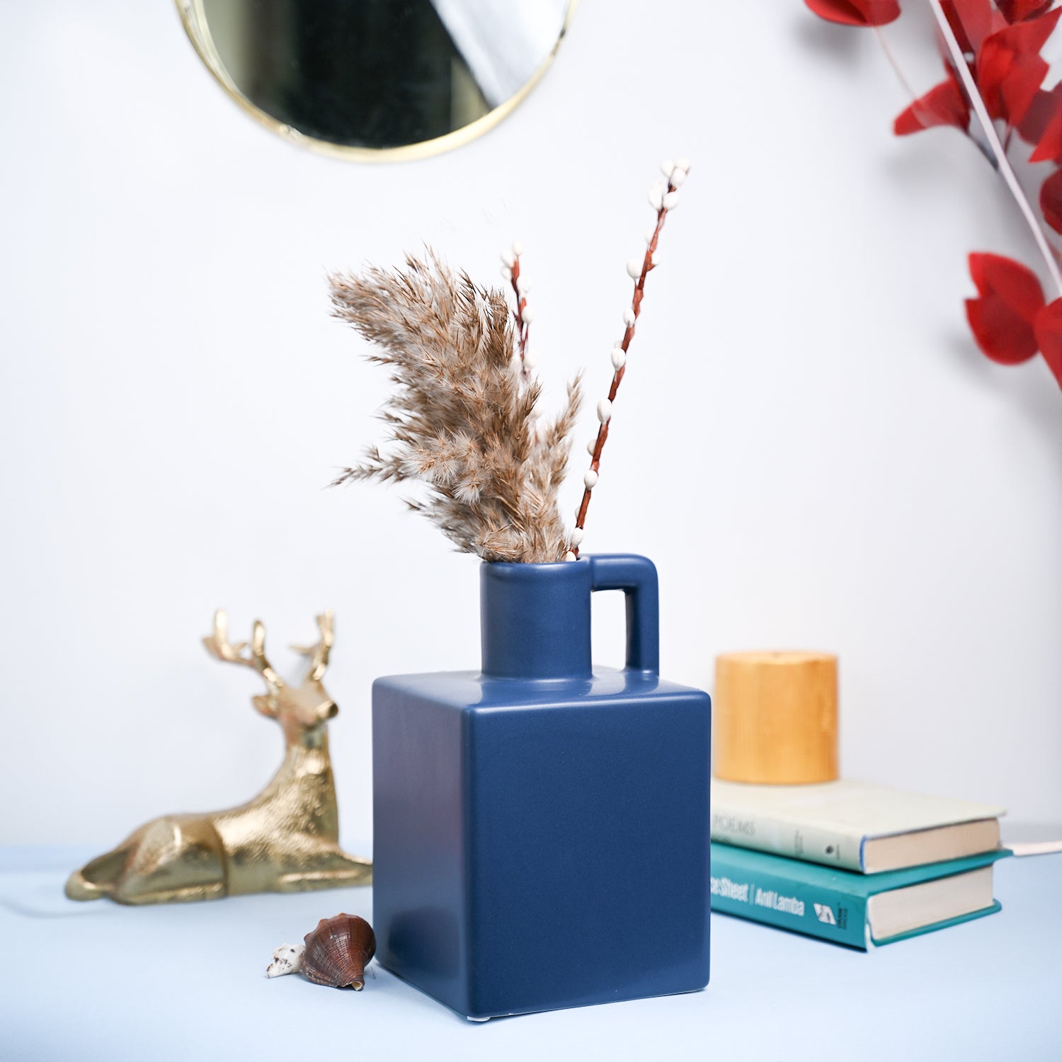 VON CASA Ceramic Blue Vase