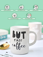 VON CASA Off White Mug (But First Coffee) - 420Ml - MARKET99
