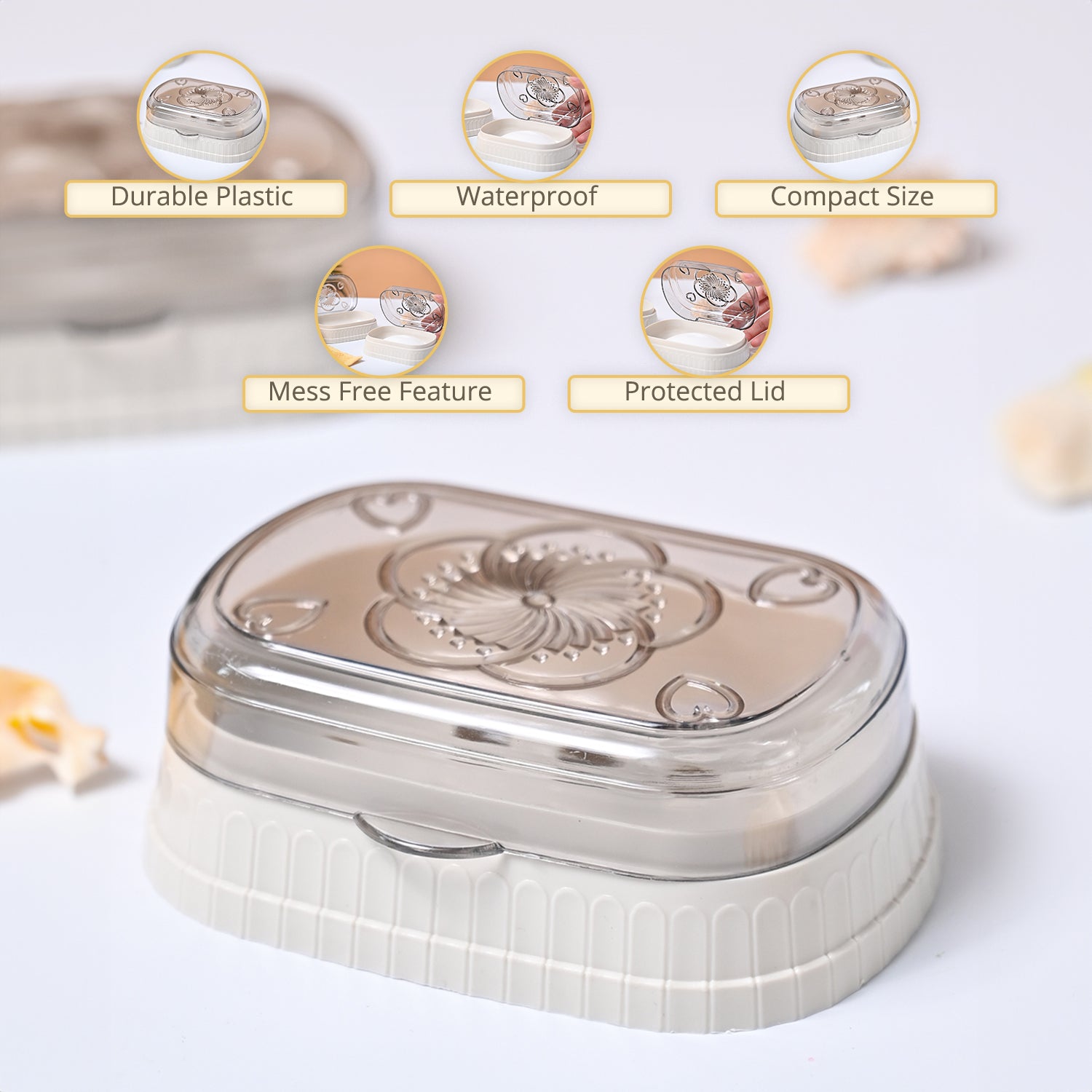 Market99 Plastic Grey & Off White Soap Dish Holders