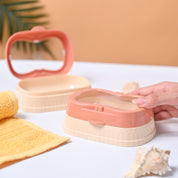 Market99 Plastic Peach & Beige Soap Dish - Set Of 2