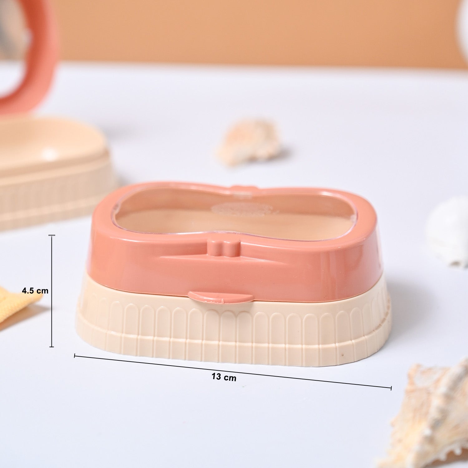 Market99 Plastic Peach & Beige Soap Dish - Set Of 2