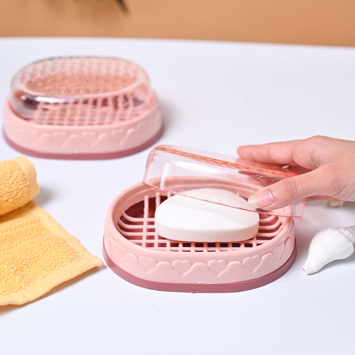 Market99 Plastic Peach Soap Dish - Set Of 2